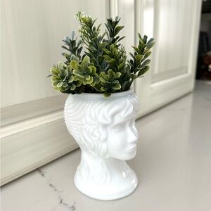 White Milk Glass Head Planter Vase, Like New